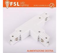 FSL Connettore Forma T destra per Binario Trifase - Colore BIANCO - FLT4-WTR