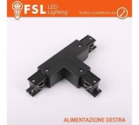 FSL Connettore Forma T destra per Binario Trifase - Colore NERO - FLT4-BTR