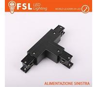 FSL Connettore Forma T sinistra per Binario Trifase - Colore NERO - FLT4-BTL