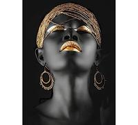 FSLEOVN Stampa su tela, da donna africana, con labbra dorate, mani nere, poster astratto, senza cornice (B, 60 x 90 cm)