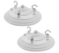 FSLiving Baldacchino da soffitto retrò con 3 ganci, set da 2 pezzi, vintage, bianco, per lampade a sospensione e lampade fai da te, robusti ganci da soffitto per piante sospese e fioriere, diametro