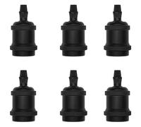 FSLiving Portalampada vintage solido E26/E27, 230 V AC, in alluminio e ceramica, effetto anticato, attacco E27, per plafoniere e lampade da parete fai da te, colore nero opaco, 6 pezzi