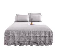 FSLQNX Gonne da Letto 1 Piece Cotton Bed Skirt Home Decor Princess Style Bedding Lace Bedspread On The Bed Non-Slip Sheets Bed Cover Queen King Size(200x220cm)