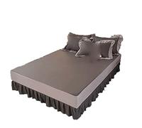 FSLQNX Gonne da Letto 1PC Bedding Set Princess Bed Skirt Bedspread Sheet Bed For Everyone Bed Cover KingQueen Size Bedskirt Double Color Gray And Light Gray(1.2x2.0m)