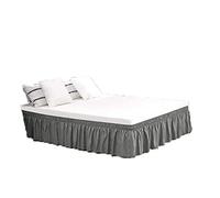 FSLQNX Gonne da Letto Ruffles Elastic Home Wrap Around Bed Skirt Washable Hotel Bedroom Decorative Bed Skirts Fit Easy Fade Resistant Bed Decor Skirt 38cm(Grey,135 * 200+38CM)