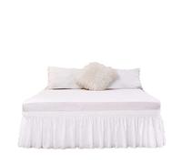 FSLQNX Gonne da Letto Ruffles Elastic Home Wrap Around Bed Skirt Washable Hotel Bedroom Decorative Bed Skirts Fit Easy Fade Resistant Bed Decor Skirt 38cm(White,180 * 200+38CM)