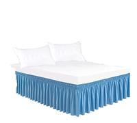 FSLQNX Gonne da Letto Thicknes Three Sides Fabrics Wrap Around Elastic Ruffles Bed Skirt 15 Inch High Hangs Nicely Decor(180x 220 x 38cm)