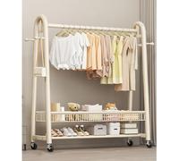 Fslvmin Robusto Appendiabiti per Appendere I Vestiti, Appendiabiti con Ruote in Metallo con Ganci e Ripiani, Appendiabiti Indipendente per Camera da Letto(150x40x170cm(59x16x69inch), Cream)