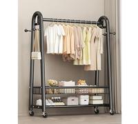 Fslvmin Robusto Appendiabiti per Appendere I Vestiti, Appendiabiti con Ruote in Metallo con Ganci e Ripiani, Appendiabiti Indipendente per Camera da Letto(100x40x170cm(39x16x69inch), Black)