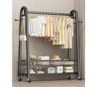 Fslvmin Robusto Appendiabiti per Appendere I Vestiti, Appendiabiti con Ruote in Metallo con Ganci e Ripiani, Appendiabiti Indipendente per Camera da Letto(120x40x170cm(47x16x69inch), Black)