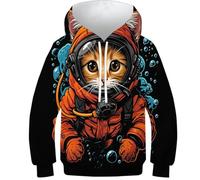 FSMHDG Felpa per Bambini con Hoodie E Fantasia 3D Cartoon Gatto - Sweatshirt per L'uso Quotidiano, Perfetto per Lo Sport E Il Gioco
