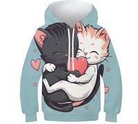 FSMHDG Felpa per Bambini con Hoodie E Fantasia 3D Cute Gatto - Sweatshirt per L'uso Quotidiano, Perfetto per Lo Sport E Il Gioco