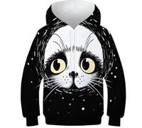 FSMHDG Felpa per Bambini Cute Gatto con Hoodie E Motivo 3D Unico - Sweatshirt per Bambini Confortevole, Ideale per Il Tempo Libero E Le attività Scolastiche.