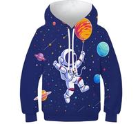 FSMHDG Sweatshirt per Bambini Astronauta con Design 3D AcGattotivante - Hoodie per Bambini Perfetto per L'autunno, Felpa per Bambini per Stile E Calore.