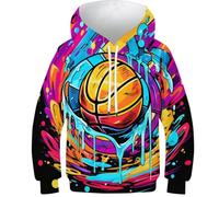 FSMHDG Sweatshirt per Bambini con Design 3D Innovativo Pallacanestro - Hoodie Morbido per Comfort Superiore, Felpa Trendy per Ragazzi E Ragazze