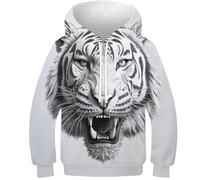 FSMHDG Sweatshirt per Bambini con Design 3D Innovativo Tigre - Hoodie Morbido per Comfort Superiore, Felpa Trendy per Ragazzi E Ragazze