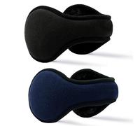 FSMILING 2Pcs Paraorecchie Donna Uomo Copri Orecchie Invernale Unisex Pile Paraorecchie Regolabili Pieghevole Copri Orecchie Per Il Freddo，Nero Blu