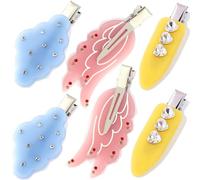 FSMILING 6 fermagli per capelli senza piega, da donna, senza pieghe | Fermaglio per capelli senza pieghe, clip per capelli piatta in acetato di cellulosa,Fermaglio per capelli colorato senza