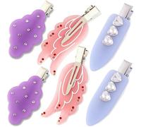FSMILING 6 fermagli per capelli senza piega, da donna, senza pieghe | Fermaglio per capelli senza pieghe, clip per capelli piatta in acetato di cellulosa,Fermaglio per capelli colorato senza