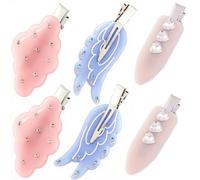 FSMILING 6 fermagli per capelli senza piega, da donna, senza pieghe | Fermaglio per capelli senza pieghe, clip per capelli piatta in acetato di cellulosa,Fermaglio per capelli colorato senza
