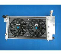 FSMOTO Radiatore in alluminio + ventole per Peugeot 106 GTI Rallye S16/Citroën Saxo Chanson VIS VTR 16V 1996-2001 1.1/1.4/1.6L Argento Core Size: 525mm x 318mm x 50mm 2Row