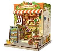 Fsolis Book Nook - Casa delle bambole in miniatura, accessori moderni e decorazioni in legno, idee regalo creative per ragazzi e adulti (The Greens' Grocery)