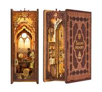 Fsolis Book Nook Kit fai da te in miniatura 3D puzzle in legno libreria decorazione casa delle bambole kit modello libro regali (memoria vela)