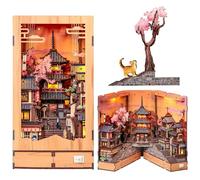 Fsolis Giapponese Book Nook Kit Casa in Miniatura, Crepuscolo Sakura Path