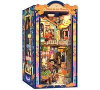Fsolis Kit Angolo Libro - Miniatura Dia de los Muertos Casetta di Strada, Kit di Puzzle 3D in Legno per Adulti, Decorazione per Libreria, Regalo Unico