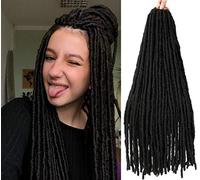FSONA 26 pollici Faux Locs Crochet Trecce Dritte Pre-looped Estensioni per intrecciare i capelli sintetici Dreadlocks Estensioni per capelli senza nodi per le donne 20 fili/lotto (1B, 3 Pack)