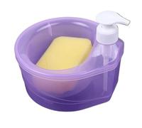FSorce 1000ml Soap Dispenser And Scrubber Holder Multi-functional Cafe Dishwashing Container Manual Sink Dish Washing Soap Dispenser(Purple)