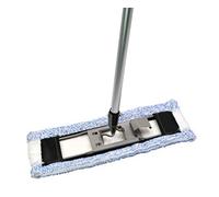 FSProdukte - Set di mop per Pavimenti, 42 cm, Metallo Lucido, con Vite di Fissaggio, Manico in Alluminio e Panno per Pavimenti Blauextrem Compatibile con Hara Vileda ECC.