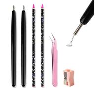 Fspronail Penna applicatore per perline per unghie, 2 pezzi, penna magnetica per sfere in acciaio, strumento di raccolta con strass, pinzette, matite a cera, gemme per unghie, fai da te, decorazioni