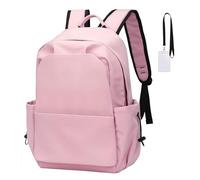 FSRONGXI Zaino scolastico nero da donna, borsa leggera causale per ragazze adolescenti, zaino per computer portatile da 35,5 cm, zaino per viaggi, università, lavoro, studenti, rosa, L