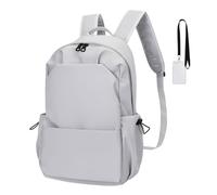 FSRONGXI Zaino scolastico nero da donna, borsa leggera causale per ragazze adolescenti, zaino per computer portatile da 35,5 cm, zaino per viaggi, università, lavoro, studenti, Grigio, L