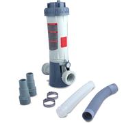 FSRTOP Dosatore automatico di cloro per piscina, espositore chimico con accessori, dimensione connettore 32-38 mm, colore: grigio/bianco