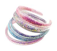 FSSTUD 5 fasce per capelli colorate glitterate a forma di stella, con paillettes, con coriandoli scintillanti, larghi, accessori per capelli colorati, in plastica lucida, accessori per capelli per
