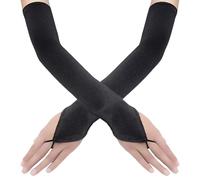 FSSTUD Guanti senza dita in raso lunghi 50 cm, lunghezza al gomito, guanti per opera, serate, feste, travestimenti, con cinturino ad anello
