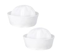 FSSTUD Set di 2 cappelli da marinaio bianchi per adulti - Cappello da capitano di yacht - Cappello per festa a tema nautico - Cappello da marinaio in stile marittimo