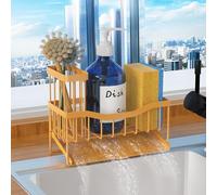 Fssvcd Maifan - Portaspugna per lavello da cucina con portaspazzole e vassoio autosvuotante in acciaio inox, organizer per lavello da cucina antiruggine per spugna, dispenser di sapone e accessori da