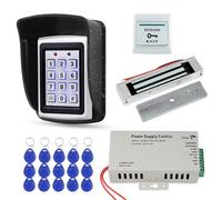 FST Set Sistema di Controllo Accessi per Porte RFID Tastiera RFID Impermeabile per Esterni + Serratura Magnetica Elettrica 180KG + Copertura Antipioggia + 15 carte Chiave per la Casa