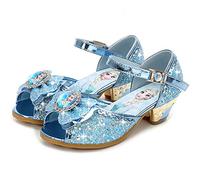 FStory&Winyee Scarpe Principessa Bambini Ragazze Elsa Frozen Paillettes Scarpe Principessa Labbra Cerimonia Nozze Natale Carnevale Halloween Costume Ballerine Ballo Adatte per Feste,Blu,32