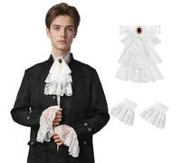 FSUJWOA Jabot - Set di accessori in pizzo vittoriano, 3 pezzi, colore bianco, per Halloween e Carnevale (bianco)