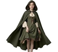FSUJWOA Renaissance Mantella con cappuccio abbigliamento medievale da uomo Cappotto da strega con cappuccio Halloween Costume (Verde-New)