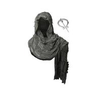 FSUJWOA Sciarpa medievale Scialle Avvolgente Mantello, Scialle Panno Lungo con Spilla, Rinascimentale con Cappuccio, Cappuccio Sciamano, grigio scuro, Taglia unica