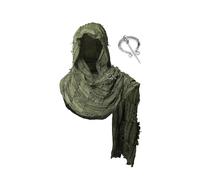 FSUJWOA Sciarpa medievale Wrap Mantello, panno lungo con spilla, rinascimentale Hooded Shaw, cappuccio sciamano, verde, Taglia unica