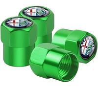 FSWEOKL 4 Pezzi Tappi Valvola Auto per Alfa Romeo 4C/8C Competizione, Dotati di Coprivalvole a Tenuta Stagna Anticorrosione e Antipolvere per Pneumatici,Green