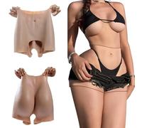 FSYH Mutande in Silicone Aperte realistiche, Finto Sedere, Cuscinetti per Sollevare Glutei, Pantaloncini, esaltatori per i Fianchi, Pantaloni per Cosplay da Drag Queen,Avorio,One Size