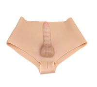 FSYH Mutandine del Pene Mutandine da Uomo in Silicone Sissy Crossdresser Pene Triangolare con Osso Attivo per Cosplay Transgender Drag Queen,Marrone,No Hair