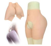 FSYH Mutandine Intere in Silicone, Modellante per i Fianchi, Shapewear Imbottito con Effetto Push-up, Mutande con Apertura all'inguine per Crossdresser, per Performance,Marrone,L